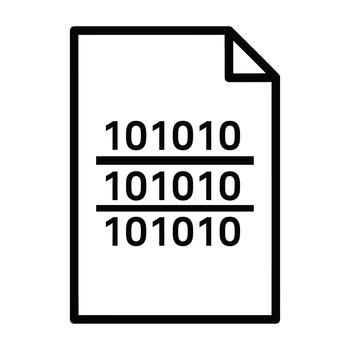 digital documento icono con binario código datos representando seguro electrónico almacenamiento vector