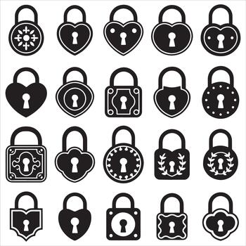 Antique Lock Elements vector