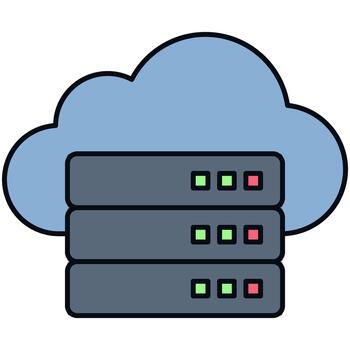 Simple outline flat cloud computing server database icon vector