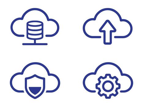 Professional Cloud Computing Icon Set for Database Network Security vector