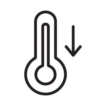 Temperature decrease icon featuring a thermometer and downward arrow vector