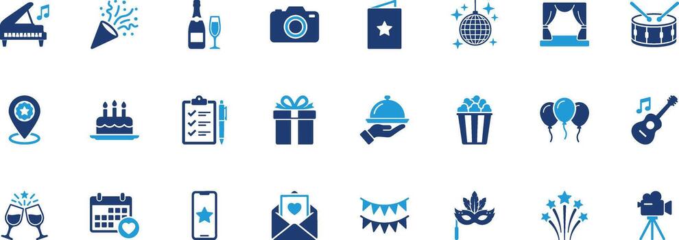 Event Planning Solid Icon Set vector