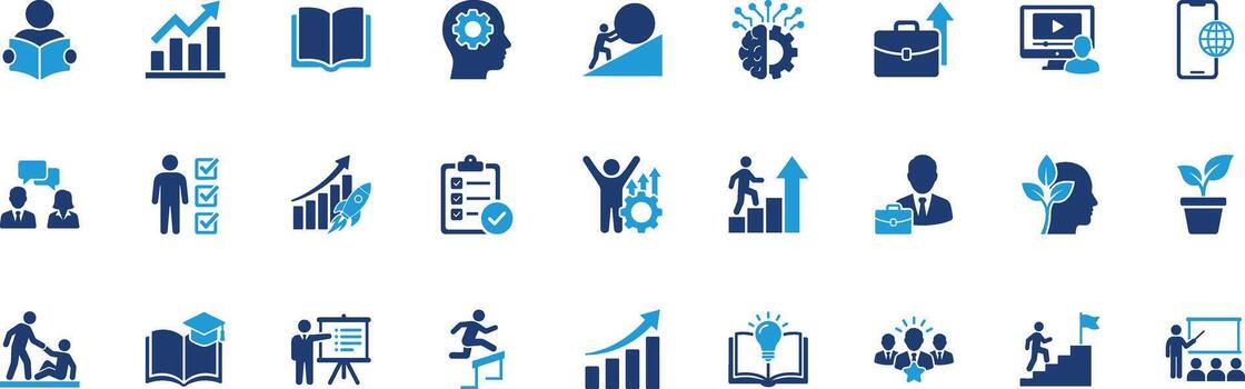 Upskill Solid Icon Set vector