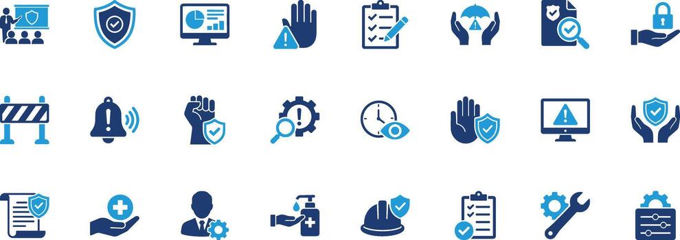 prevención sólido icono conjunto vector
