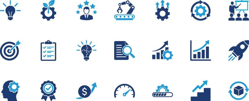 Improvement Solid Icon Set vector