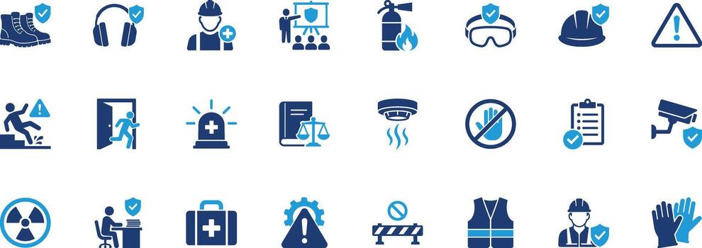 Work Safety Solid Icon Set vector