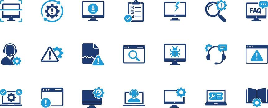 IT Support Solid Icon Set vector