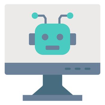 Artificial Intelligence Computer Assistant Icon vector