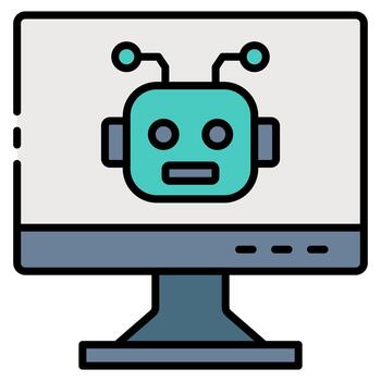 Artificial Intelligence Computer Assistant Filled Icon vector