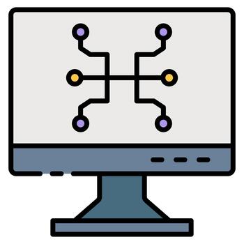 Artificial Intelligence Computer Network Filled Icon vector