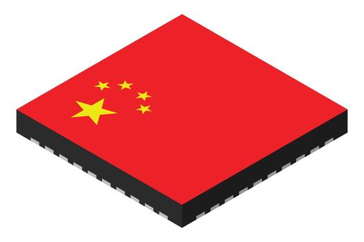 pastilla computadora electrónico componente con China bandera. pastilla icono. isométrica pastilla. computadora procesador tecnología. microprocesador, vector