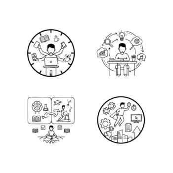 Multitasking Study Icons vector