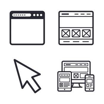 Web Layout Responsive Interface Cursor Icons Set vector