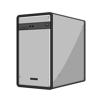 Computer desktop tower processing data vector