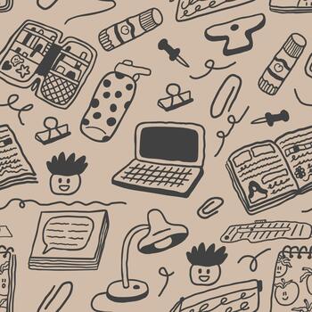 seamless pattern with study stuff vector