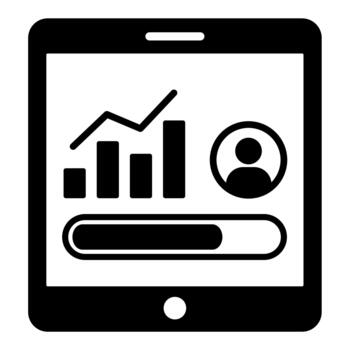 Tablet Analytics Chart User Progress Dashboard Icon vector