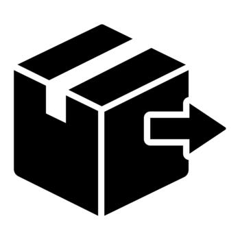 saliente paquete envío exportar icono vector