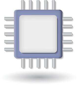 Processor chip icon, 3D rendering vector