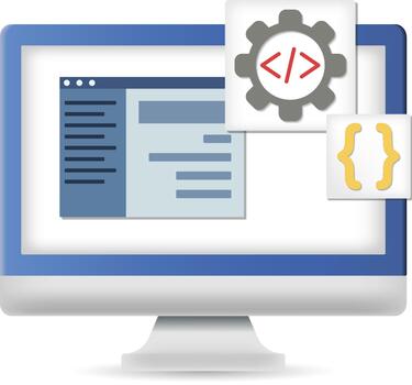 Coding development icon with computer vector