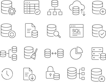base de datos sql datos administración íconos vector