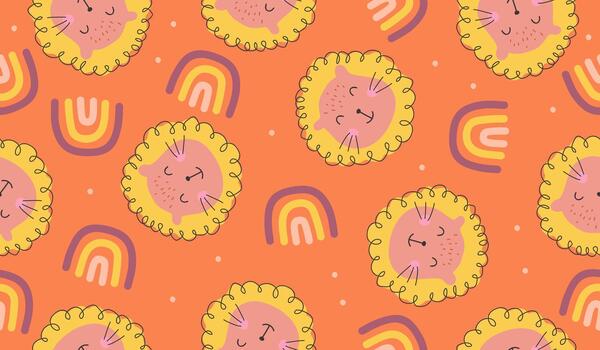 Cute lion pattern vector
