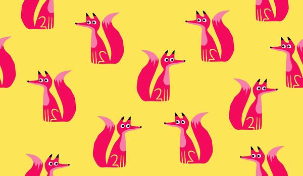 Cute fox pattern background vector