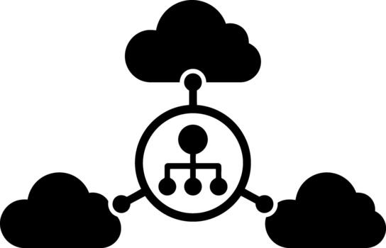 Multi cloud network management and distributed cloud computing icon vector