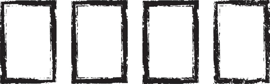 cuatro negro rectangular marcos en un fila. vector