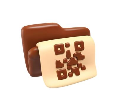 3D Folder with QR Code Document Icon vector