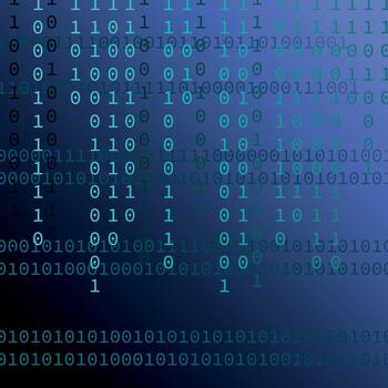 Falling numbers. Digital binary and programming code. Algorithm numbers digitalization blue dark green vector