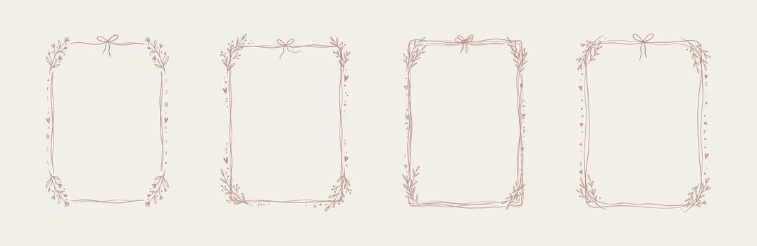 Rustic Rectangular Frame with Thin Border collection vector