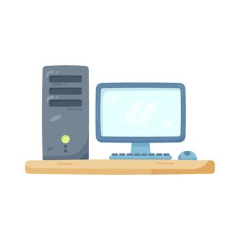 computadora preparar en escritorio vector