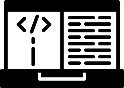codificación semi sólido icono sitio web codificación vector