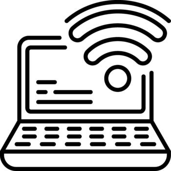 computadora red lineal icono dispositivo redes vector