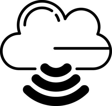 nube semi sólido icono en línea informática vector