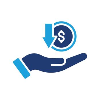 Financial Loss Icon for Money Decrease and Reduced Payment, white background illustration eps10 vector