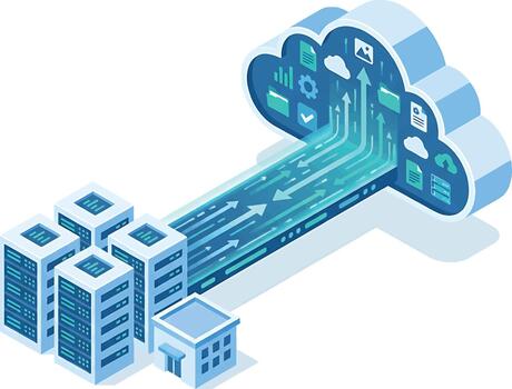 Cloud Computing Overview with Server Infrastructure Illustration vector