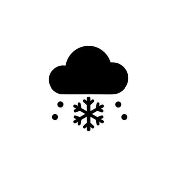 Snow Cloud with Falling Snowflake Solid Icon vector