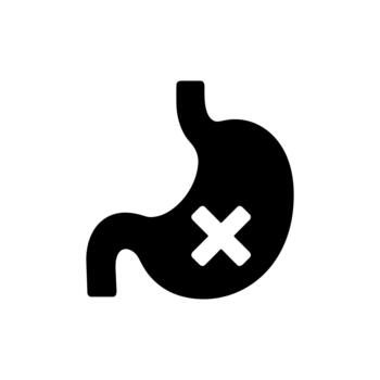Stomach Problem with Cross Mark Solid Icon vector