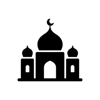 mezquita con central Hazme y dos lado domos sólido icono vector