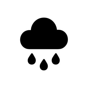 Rain Cloud with Falling Raindrops Solid Icon vector