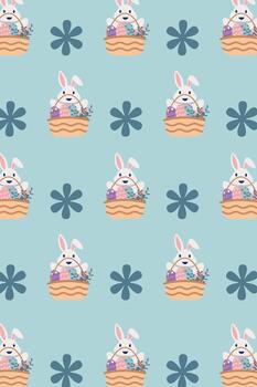 Easter Bunny Basket Pattern vector