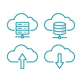 Cloud Computing Data Storage Line Icons Set vector