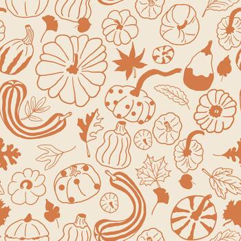 seamless pattern with pumpkins vector