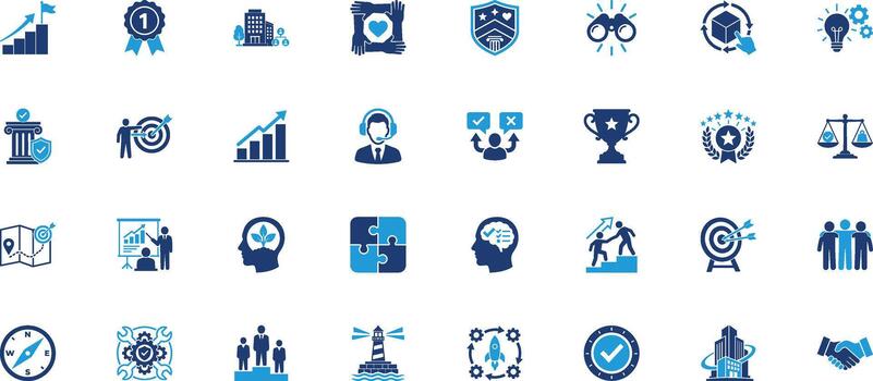 núcleo valores sólido icono conjunto vector