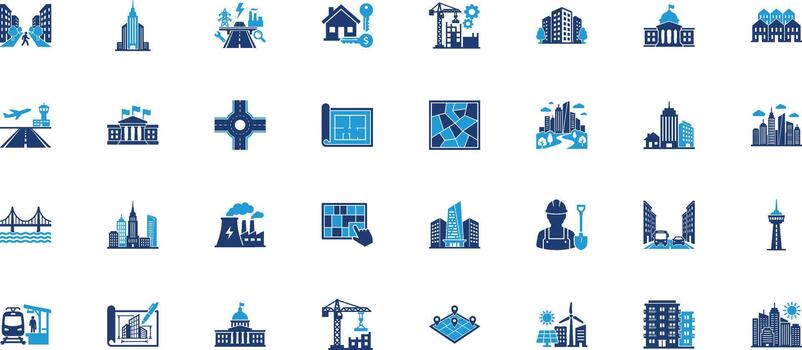 Urban Development Solid Icon Set vector