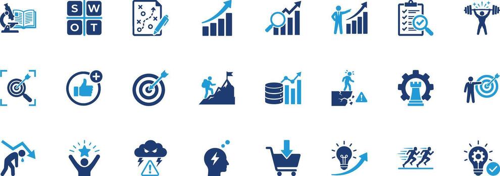 SWOT Analysis Solid Icon Set vector