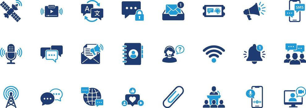 Communication Solid Icon Set vector