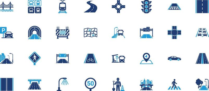la carretera infraestructura sólido icono conjunto vector