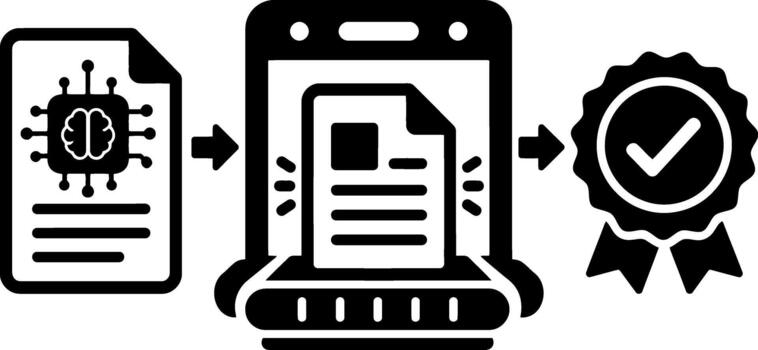 AI document processing and certification workflow icon vector